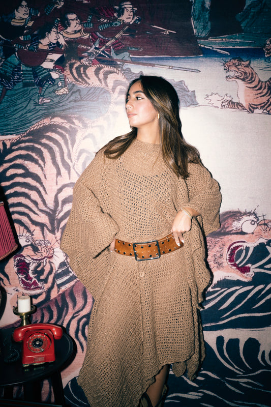 Taupe Stitched Poncho